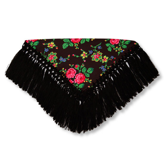 black shawl with fringe